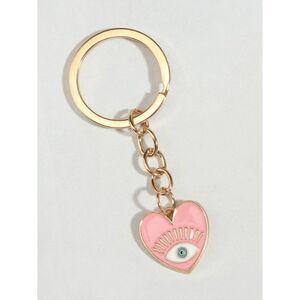 Pink Evil Eye Heart Keychain